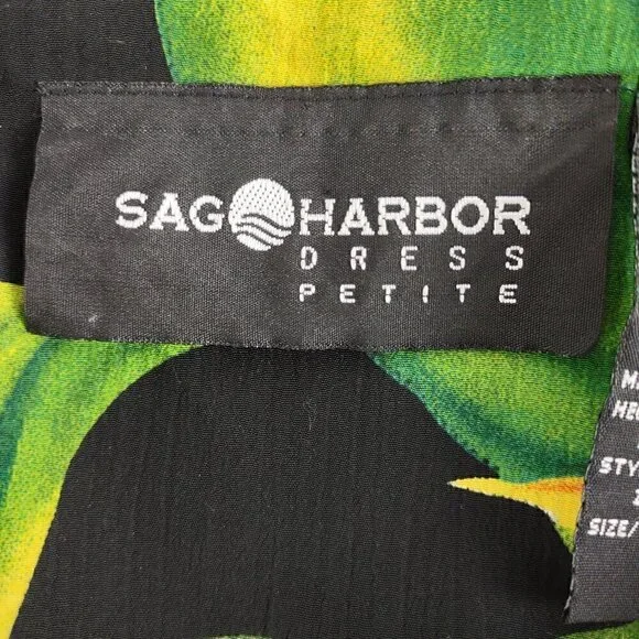 Sag Harbor Women's Black, Green Tropical Floral Sleeveless Maxi Dress Size 14P - Picture 10 of 12